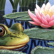 Схема вышивки «лягушка и лотос»