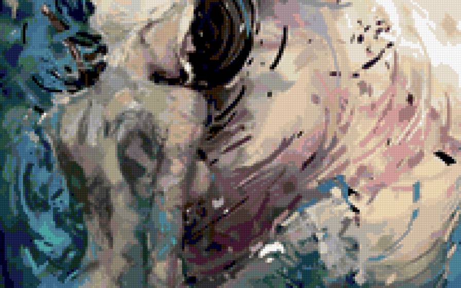 Девушка - девушка, розовый, рисунок, женщина, фиолетовый, голубой, синий - предпросмотр