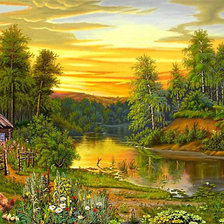 Схема вышивки «Сторожка в лесу»