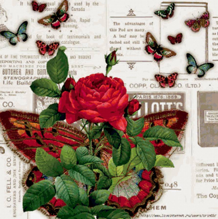 подушка - цветы и бабочки - предпросмотр