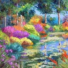 Схема вышивки «Цветущее озеро.»