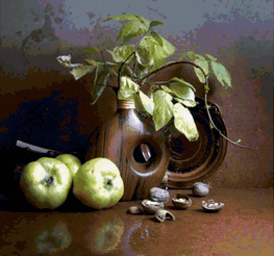 Зеленая айва - букет, цветы, натюрморт, осень - предпросмотр