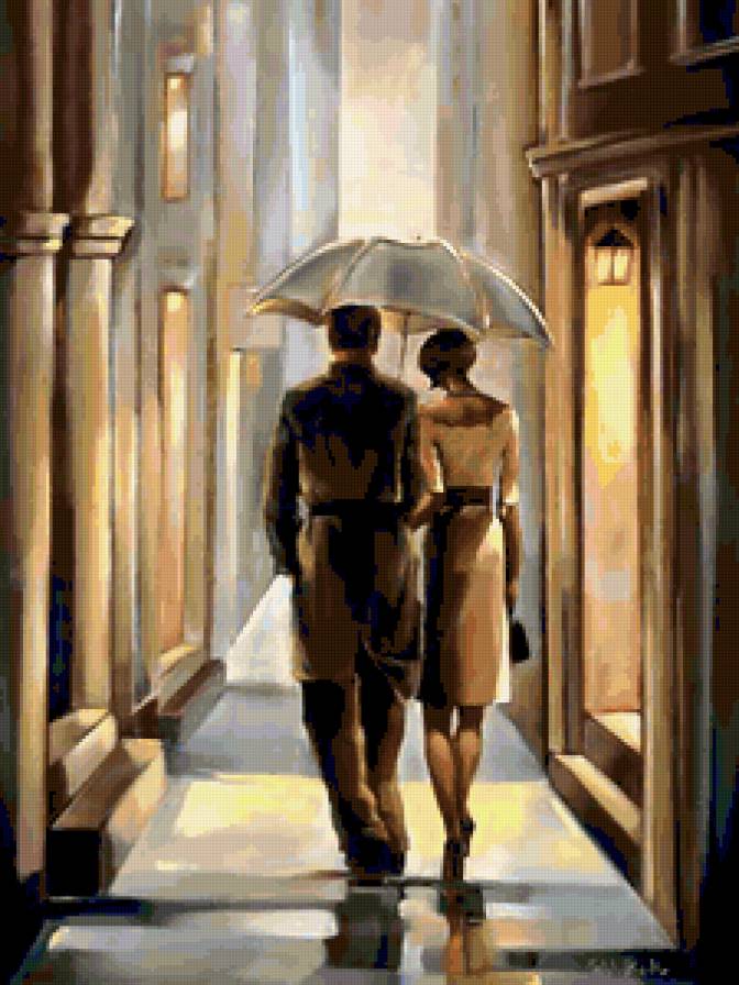 двое - люди, живопись, пара, дождь - предпросмотр