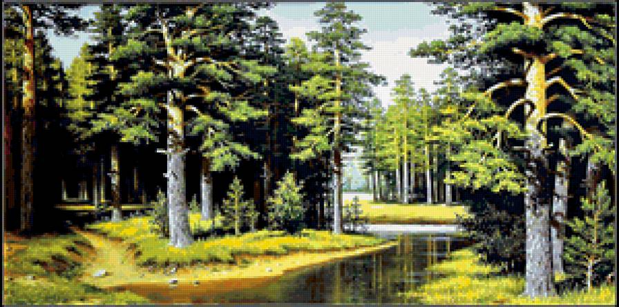 Пейзаж, лес, река - река, лес, пейзаж - предпросмотр