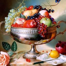 Схема вышивки «Натюрморт, цветы, фрукты»