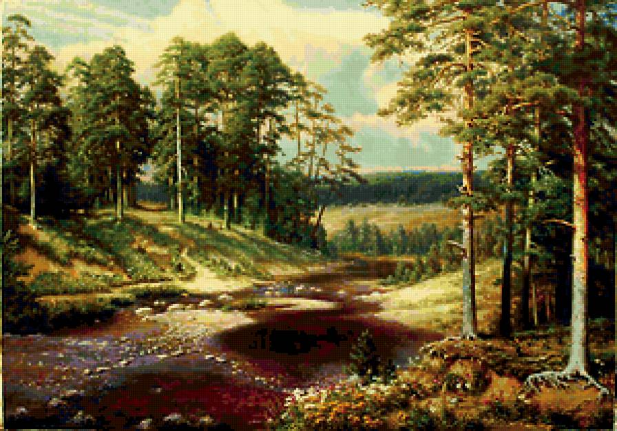 Пейзаж, лес, река - река, лес, пейзаж - предпросмотр