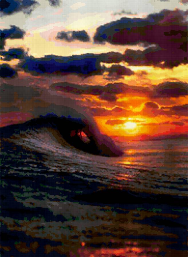 Волна - закат, море - предпросмотр