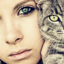 Схема вышивки «Девушка кошка»