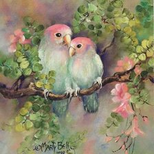 Схема вышивки «Пара неразлучников.»