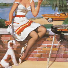 Схема вышивки «ретро девушка»