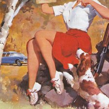 Схема вышивки «ретро девушка»