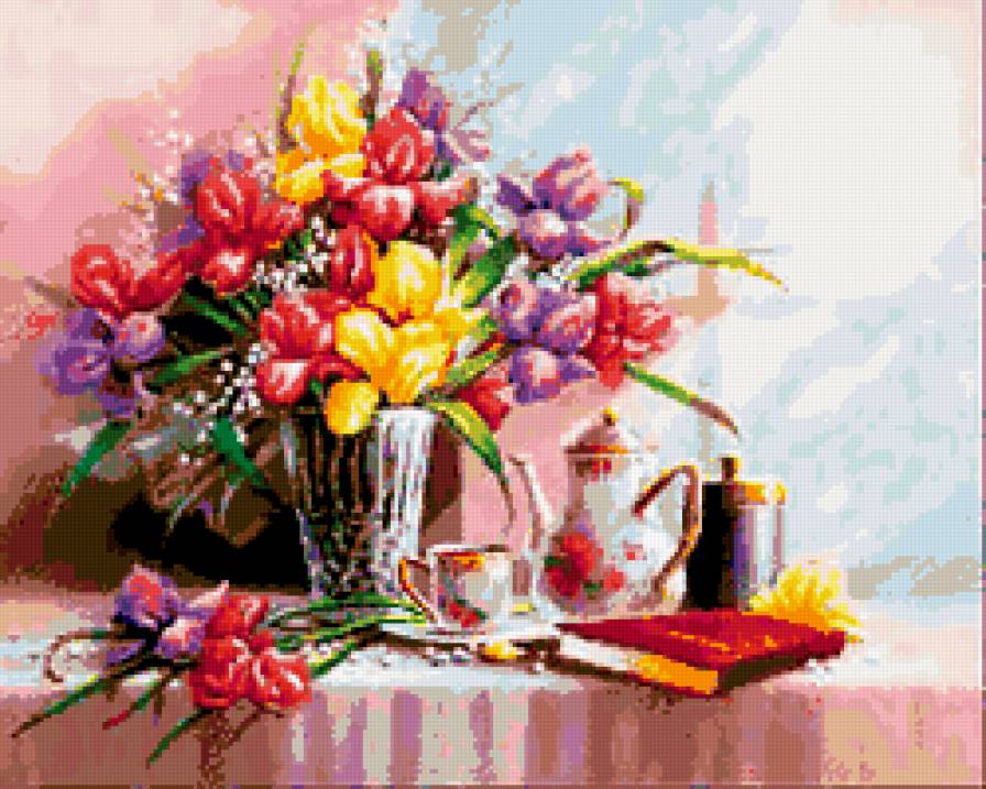 ирисы - натюрморт, цветы, ирисы - предпросмотр