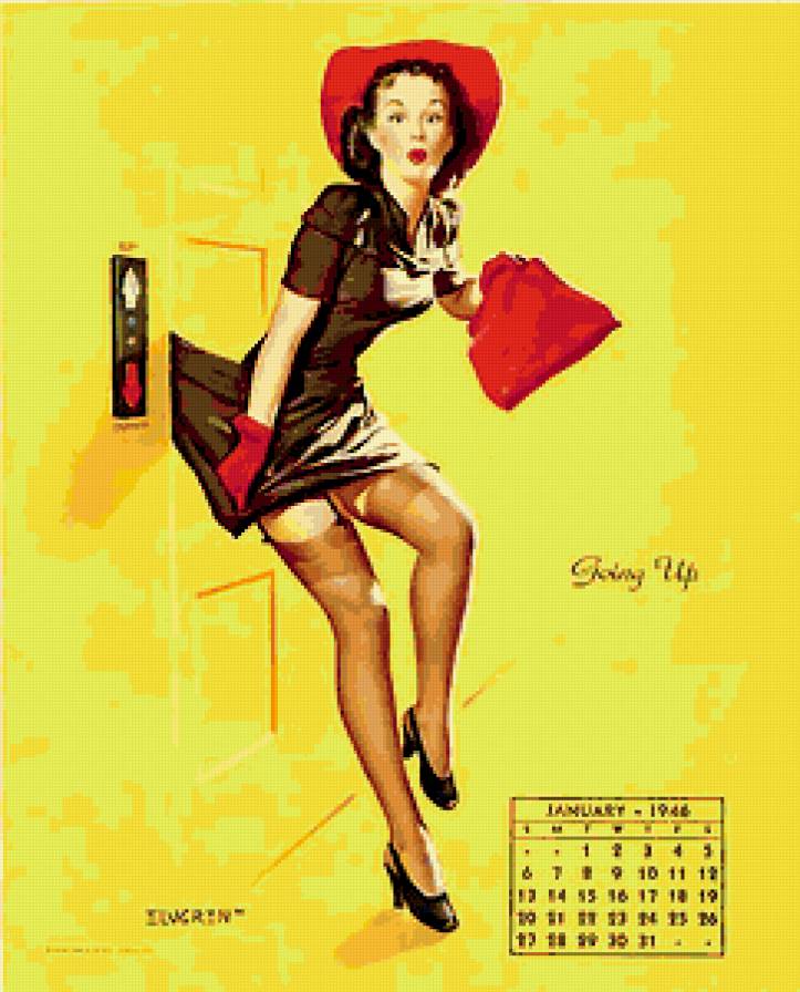 ретро девушка - девушка, лифт, чулки, ретро, тело, красота, она, пин-ап, казус, винтаж - предпросмотр