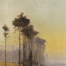 Схема вышивки «Алексей Саврасов. Живопись. Пейзаж с соснами»