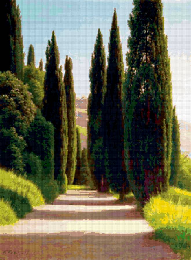 "Окраина Алупкинского парка Аллея" Г. Кондратенко - аллея, деревья, парк - предпросмотр