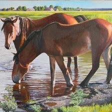 Схема вышивки «Ю. Зосич  "У водопоя"»