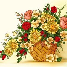 Схема вышивки «цветы в корзинке»