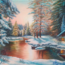 Схема вышивки «зимний пейзаж»