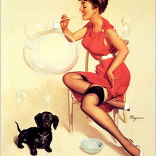 Схема вышивки «ретро девушка»