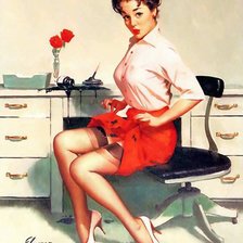 Схема вышивки «ретро девушка»