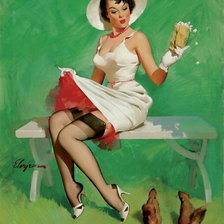 Схема вышивки «ретро девушка»