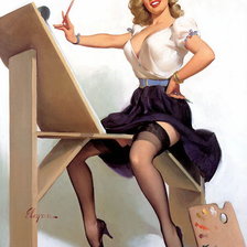 Схема вышивки «ретро девушка»