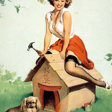 Схема вышивки «ретро девушка»