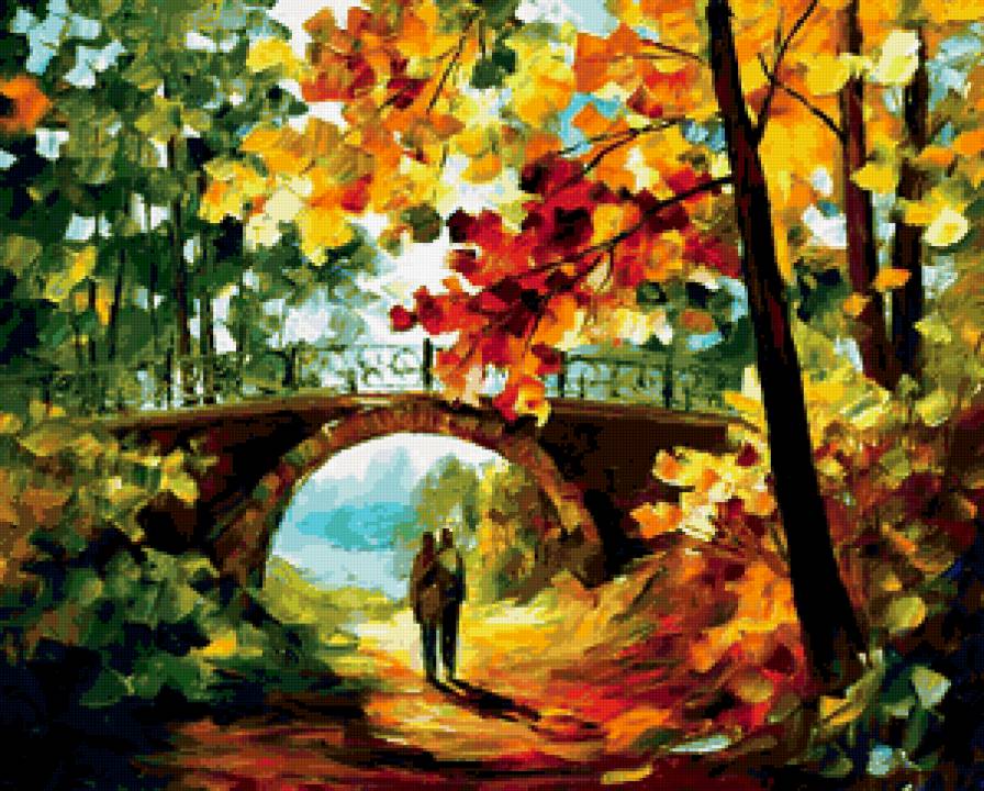 Леонид Афремов "Пара под мостом" - предпросмотр