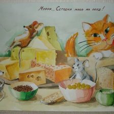 Схема вышивки «кот и мыши»