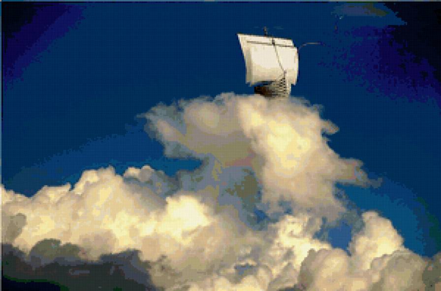 Воздушные мечты - парусник, небо, облака, корабль - предпросмотр