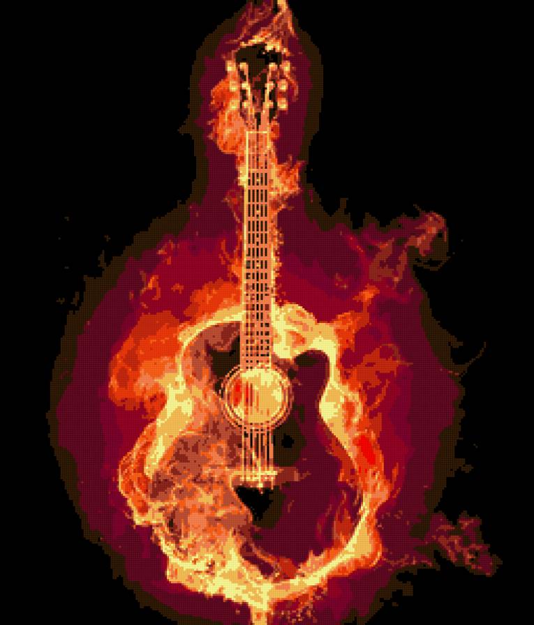 гитара, огонь - предпросмотр