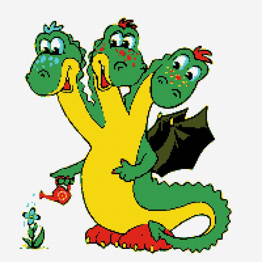 дракончик - детям, змей горыныч, мультик, цветок, дракон - предпросмотр