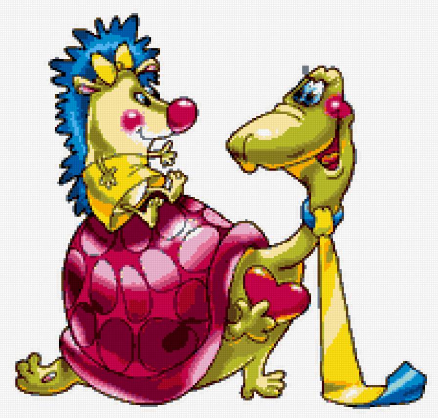 черепах и ёжик - ежик, черепаха, мультик, галстук, сказка, детям, сердце - предпросмотр