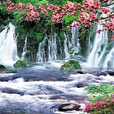 Схема вышивки «водопад и сакура»