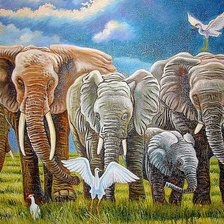 Схема вышивки «Слоны в саванне»