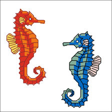 Схема вышивки «морские коньки на подушку»