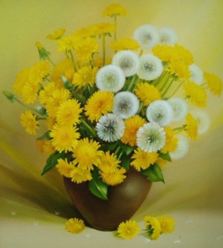 одуванчики - лето, одуванчики, мед, цветы, букет - оригинал