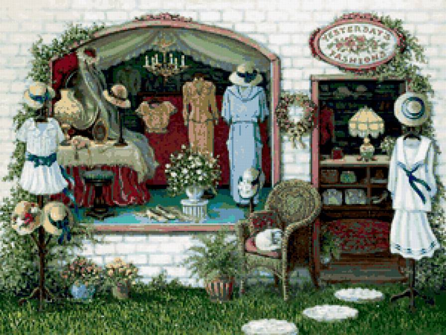 виртина - лампа, картина, кресло, одежда, витрина, цветы, букет, шлапка, платья - предпросмотр