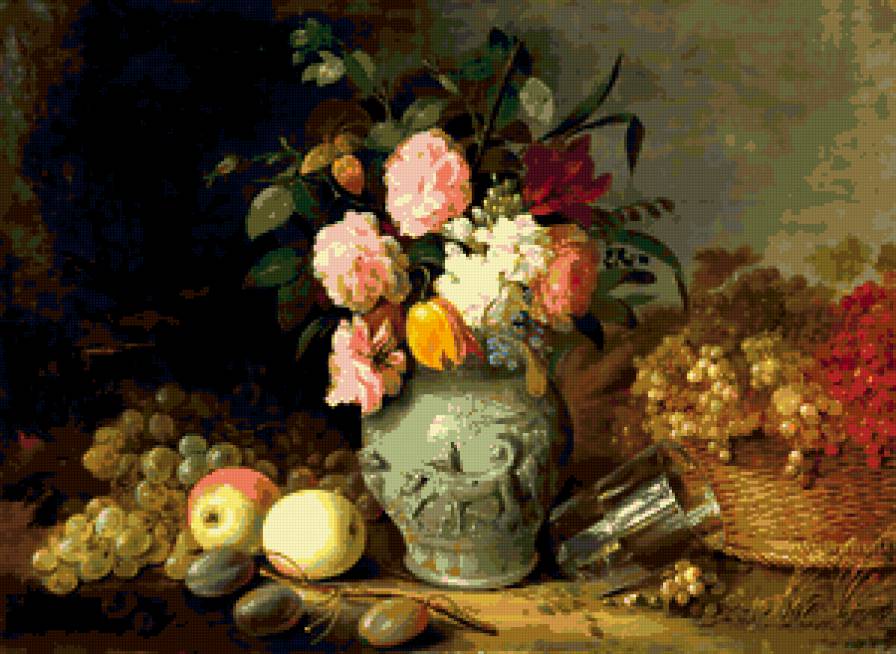 Натюрморт. Цветы и плоды. Хруцкий И.Ф. - натюрморт, плоды, хруцкий, цветы - предпросмотр