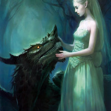 Схема вышивки «Эльфийка и дракон»