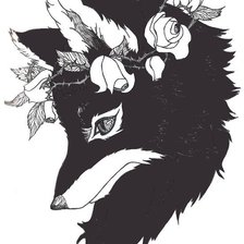 Схема вышивки «Лиса монохром»