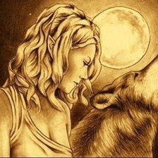 Схема вышивки «Волк и элфийка»