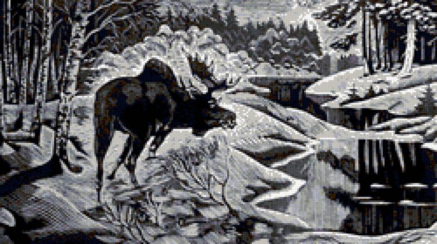 Дикий лес - лес, лось - предпросмотр