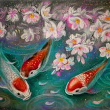 Схема вышивки «кои и лотос»