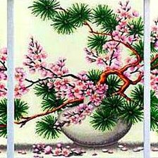 Схема вышивки «Триптих Сакура»