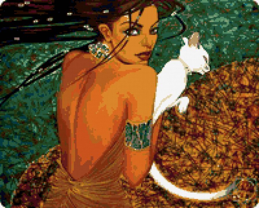 девушка и белая кошка - ласка, кошечка, она, белая кошка, котик, женщина, кот, девушка, кошка - предпросмотр