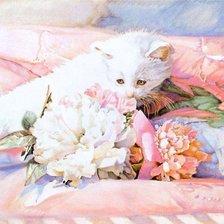 Схема вышивки «белая кошечка»