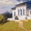Предпросмотр схемы вышивки «Пейзаж, лес, река, церковь» (№361469)