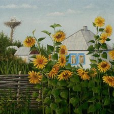 Схема вышивки «домик в деревне»