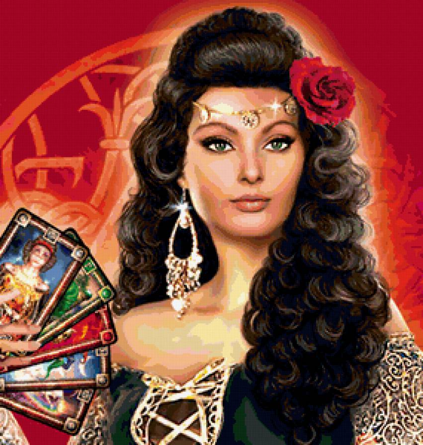 гадалка - карты, девушка, роза - предпросмотр